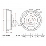 Тормозной барабан Toyota TOWNACE CR4/SR4 98-01/LITEACE KM70 99-07 SAT 1440540730 ST4243114061 M 26LI0