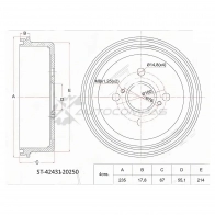 Тормозной барабан задний Toyota Corolla/Sprinter 2WD 95- AE10/11, EE111, AT212 (13) SAT ST4243120250 1422825328 Q SARCM