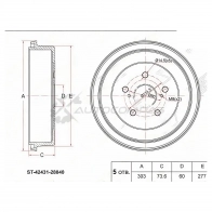 Тормозной барабан задний Toyota ESTIMA/EMINA/LUCIDA R10/20 SAT 1422828425 ST4243128040 9 9QRF