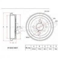 Тормозной барабан задний Toyota VITZ/YARIS 99-06/ PLATZ/ECHONDA 99-06 SAT 1422825614 W SKCYM ST4243152011