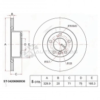 Тормозной диск задний BMW X3 F25 10 SAT 1422798797 1L SF5 ST34206868936