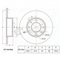 Тормозной диск задний FORD KA II 08-/FIAT PUNTO II/III 99 SAT Y JNZ6N 1422876250 ST1541802