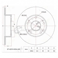 Тормозной диск задний HONDA ACCORD 2.0-2.4 CL7/9 02 SAT DQE PSK 1422803124 ST42510SDAA00