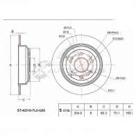 Тормозной диск задний HONDA ACCORD CU K24 08 SAT ST42510TL0G50 JL IP4HQ 1422803640