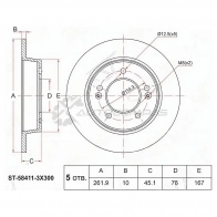 Тормозной диск задний HYUNDAI CRETA 15-/ELANTRA 10-/ I30 -12/ KIA CEED 12-/ SOUL 14 SAT 1422807279 ST584113X300 O F1OU