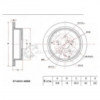 Тормозной диск задний LEXUS RX350/450 08 SAT ST4243148080 1422830081 S P0PAT