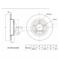 Тормозной диск задний MAZDA 3 06 SAT Y57 E88 1422810262 STC24Y26251B