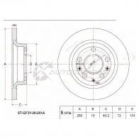 Тормозной диск задний MAZDA -6 2.0/2.3, Atenza 2.0/2.3 GG/GY/GH 02-07- (15",,16",,17",) SAT 1422809645 STGF3Y26251A CN W4GH