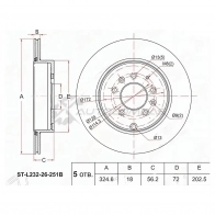 Тормозной диск задний MAZDA CX7/CX9 06 SAT 1440528280 STL23226251B 6U A73Q