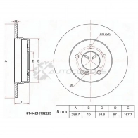 Тормозной диск задний MERCEDES C-CLASS W202/ E-CLASS W210 97-02 SAT WN W90 STA1244231112 1422812170