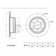 Тормозной диск задний MITSUBISHI PAJERO SPORT 08 SAT 4 PSE4 1422814064 ST4615A097