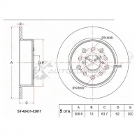 Тормозной диск задний Toyota ALTEZA E1/MARK2 JZX110 00-04/ARISTO JZS161/LEXUS IS200/300 SAT ST4243153011 J 8JAD 1422828421