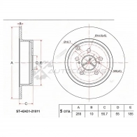 Тормозной диск задний Toyota CALDINA ST246/WISH NE1 SAT ST4243121011 1422829738 X GFM03