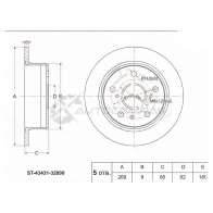 Тормозной диск задний Toyota CAMRY/VISTA V40 3S SAT ST4243132090 1422823345 XC7TUN 1