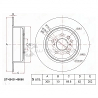 Тормозной диск задний Toyota HIGHLANDER 2.7/3.5 09 SAT ST4243148060 JVR8 5 1422830751