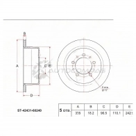 Тормозной диск задний Toyota Land Cruiser FZJ/HZJ105 (GEN) 98-07 SAT 4 CXZK1 ST4243160240 1422823471