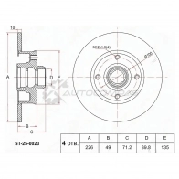 Тормозной диск задний VW POLO 96-01/GOLF 91-97/PASSAT 88-96 SAT 1440986713 ST250023 H GCVDT