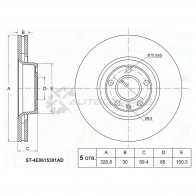 Тормозной диск передний AUDI A6/S6/A8 2.4/3.2/3.0TDI 04 SAT ST4E0615301AD 1422833561 T3 U10