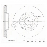 Тормозной диск передний CHEVROLET CRUZE 09- 1,8/1,6 OPEL ASTRA J 1,4/1,6 SAT QFT G5HU ST13502052 1422802215