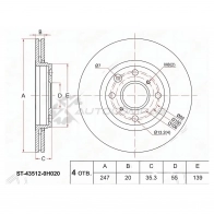 Тормозной диск передний CITROEN C1 05-/PEUGEOT 107 05-/Toyota AYGO 05 SAT XTX3Q7 T ST435120H020 1422800123