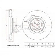 Тормозной диск передний HONDA ACCORD CU K24 08 SAT ST45251TL0G50 4 W6PORR 1422803639