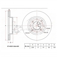 Тормозной диск передний HONDA FIT/JAZZ L13A GD1 01-/L13A GE6 07