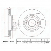 Тормозной диск передний HYUNDAI SANTA FE 01-06/TRAJET 00-08/GALLOPER 91-98