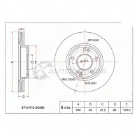 Тормозной диск передний HYUNDAI TUCSON 06-/I30 09-/KIA SPORTAGE 04-/JAC S5