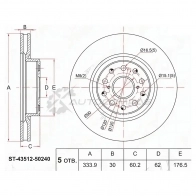 Тормозной диск передний LEXUS LS460/LS460L 06 SAT ST4351250240 9YS GA0Q 1440540690