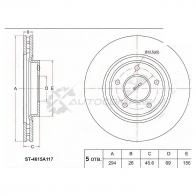 Тормозной диск передний MITSUBISHI ASX 10-/OUTLANDER 12 SAT 1422808730 ST4615A117 PQUH NER