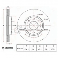 Тормозной диск передний MITSUBISHI GALANT 92-03 SAT AA 2BVK 1422814986 STMB895098