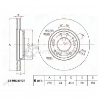 Тормозной диск передний MITSUBISHI SPACE RUNNER 96-/SPACE WAGON 98-/GRANDIS 00-03 SAT 1440530734 5R BX2 STMR389727