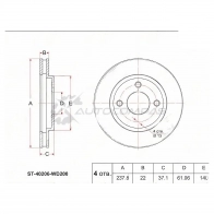 Тормозной диск передний NISSAN AD VFY11 QG13DE/QG15DE/QG18DE SAT A6BX C ST40206WD200 1422810347