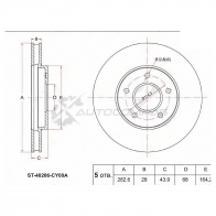 Тормозной диск передний NISSAN SERENA C25/26/LEAF ZE0 10