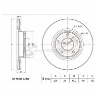 Тормозной диск передний NISSAN TEANA J31/SKYLINE V35 01-07/STAGEA M35 01-07