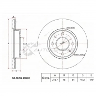 Тормозной диск передний NISSAN WINGROAD Y10 SAT ST402060M802 1422816550 01QZ DZ