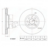 Тормозной диск передний OPEL ASTRA G/H 03-10 SAT NYGC A7 1422802605 ST569007