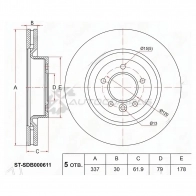 Тормозной диск передний RANGE ROVER SPORT 4,4/5,0 04 SAT STSDB000611 8G N2L8Z 1422809005