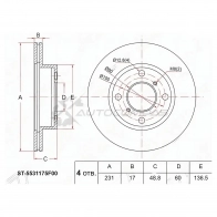 Тормозной диск передний SUZUKI WAGON R/ALTO 1.0/1.2 98-00 SAT ST5531175F00 W52BT 7 1422821507