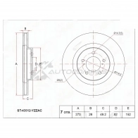 Тормозной диск передний Toyota AURIS 150/COROLLA 150 1.4D-4D/1.6VVTI 07 SAT WG9HAM Q 1422830693 ST43512YZZAC