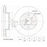 Тормозной диск передний Toyota CALDINA/CARINA 96- ET196/AT212 SAT 1422825324 CMOIP 0 ST4351220530