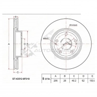 Тормозной диск передний Toyota COROLLA VERSO R10 SAT 1422829857 8CU3 8I ST435120F010