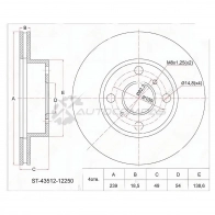 Тормозной диск передний Toyota COROLLA/CARIB/SPRINTER 87-02 SAT AY 5WX 1422823491 ST4351212250