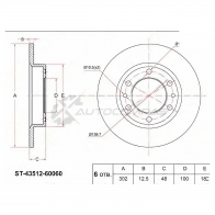 Тормозной диск передний Toyota LAND CRUISER 7 SAT 1422829855 ST4351260060 DKESX Z2