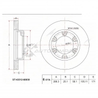 Тормозной диск передний Toyota LAND CRUISER 80 90-92 SAT 63G D8 1422825335 ST4351260050