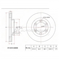 Тормозной диск передний Toyota LAND CRUISER 80 92-98, Lexus LX450 95-98 SAT 80A5X 0 ST4351260090 1422825317