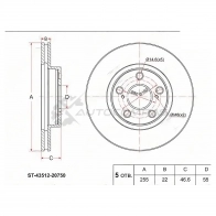 Тормозной диск передний Toyota PREMIO/ALLION ZRT26 SAT ST4351220750 5SL SD9C 1422828714