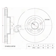 Тормозной диск передний Toyota PREMIO/ALLION/CALDINA ZZT/AZT24/VOLTZ/MATRIX ZZE13/CELICA ZZT23 SAT ST4351220710 AVGJ8Y 6 1422802535