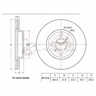 Тормозной диск передний Toyota RAUM NCP20 03 SAT ST4351252080 1422827140 K FOZB7Y