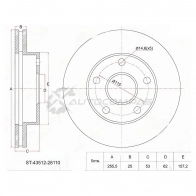 Тормозной диск передний Toyota TOWN/LITE ACE NOAH 4WD CR5/SR50/ESTIMA CXR1/2 TCR1/2 SAT ST4351228110 1422823499 E2FHP D3